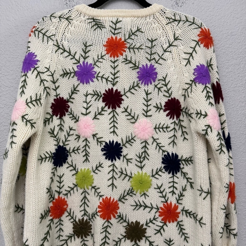 Kimlon Embroidered Floral Print Cardigan Sweater Size Large - Picture 11 of 16